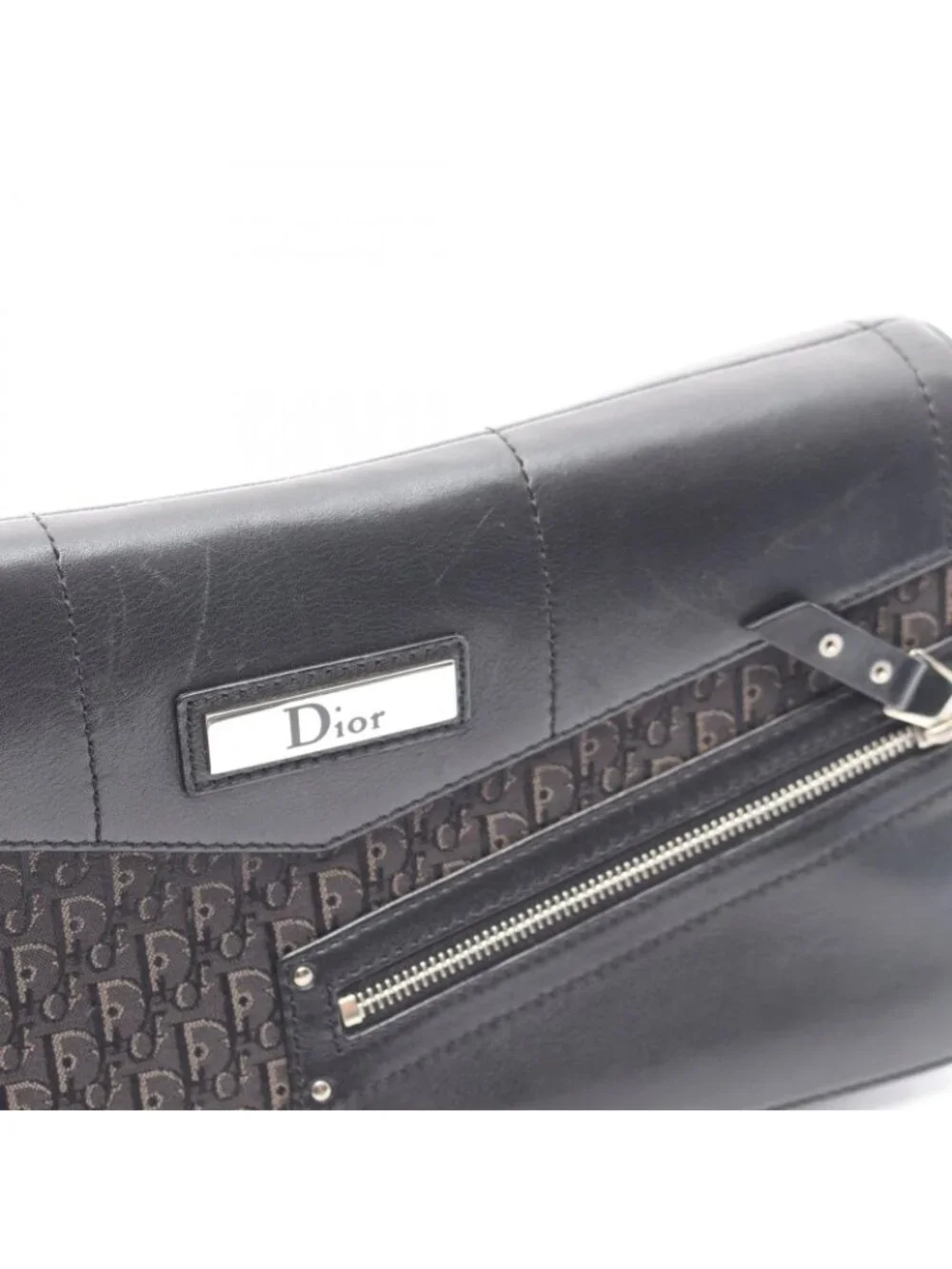 Dior Shoulder Bag Trotter Street Chic Black Canvas Leather